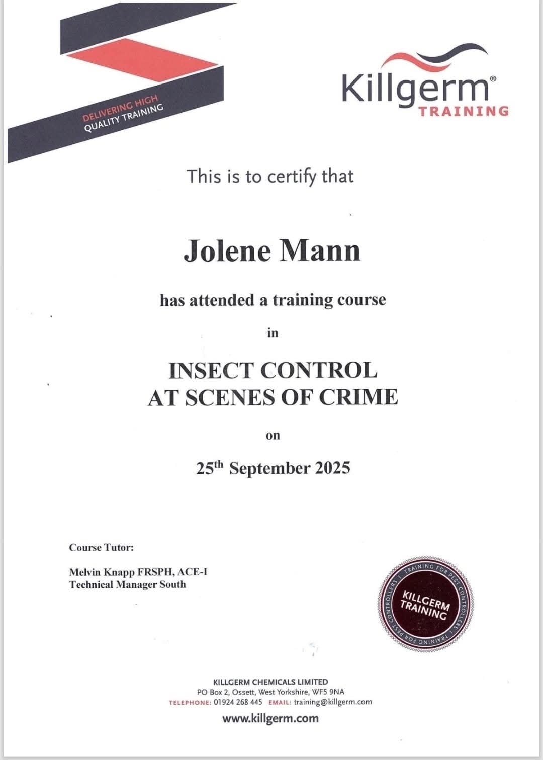 Insect Control at Scenes of Crime